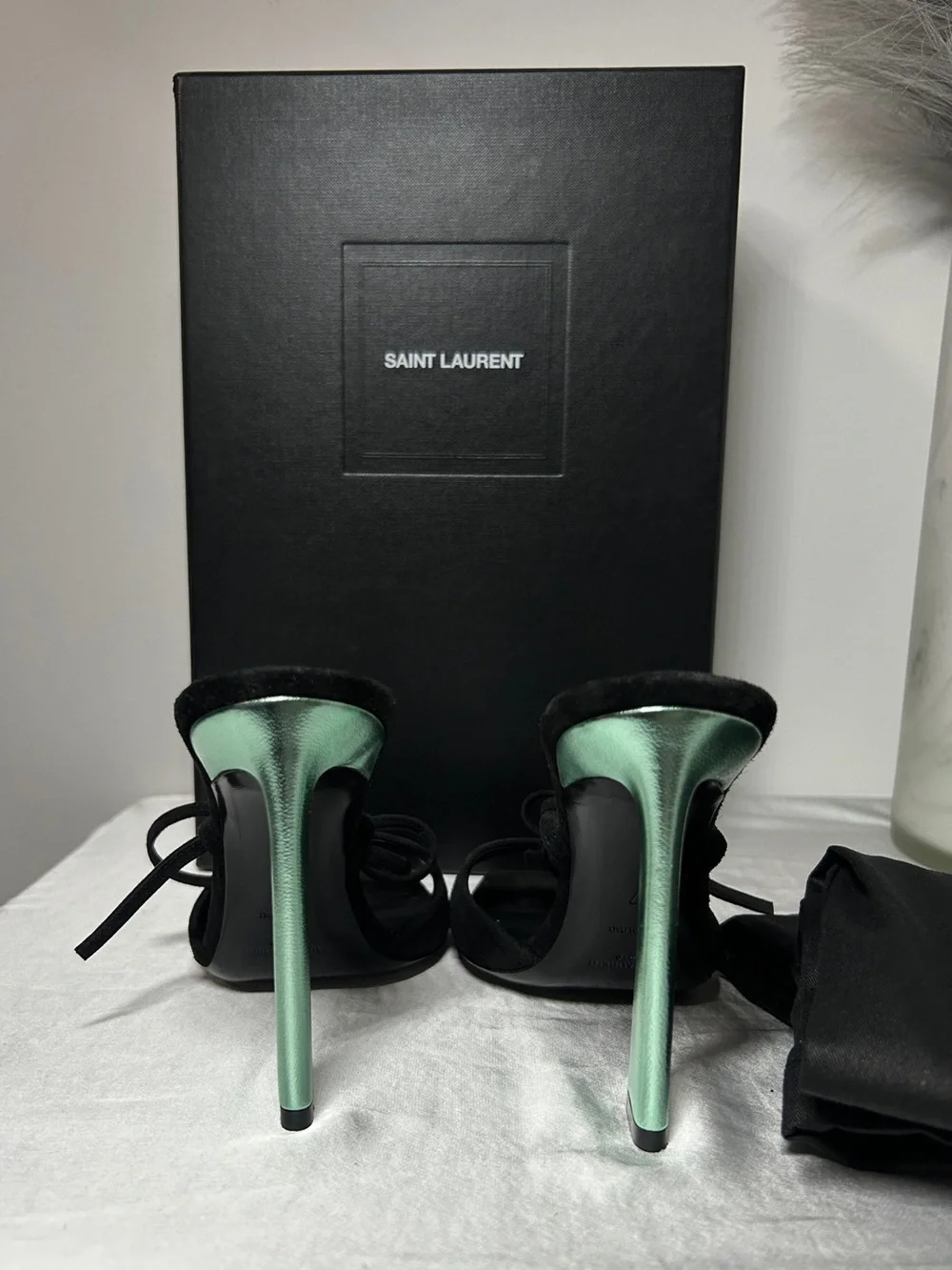 Saint Laurent Black Suede Vitti Wrap Around Sandal - Picture 6 of 8